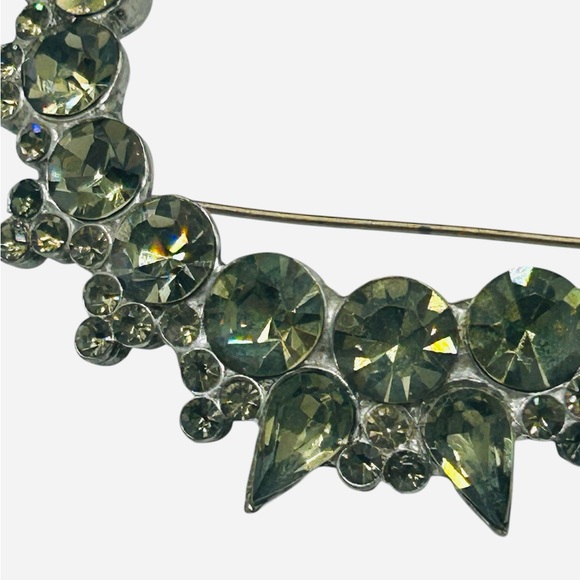 Rare H. Pomerantz Crescent Moon Black Diamond Rhinestone Brooch - Picture 6 of 9